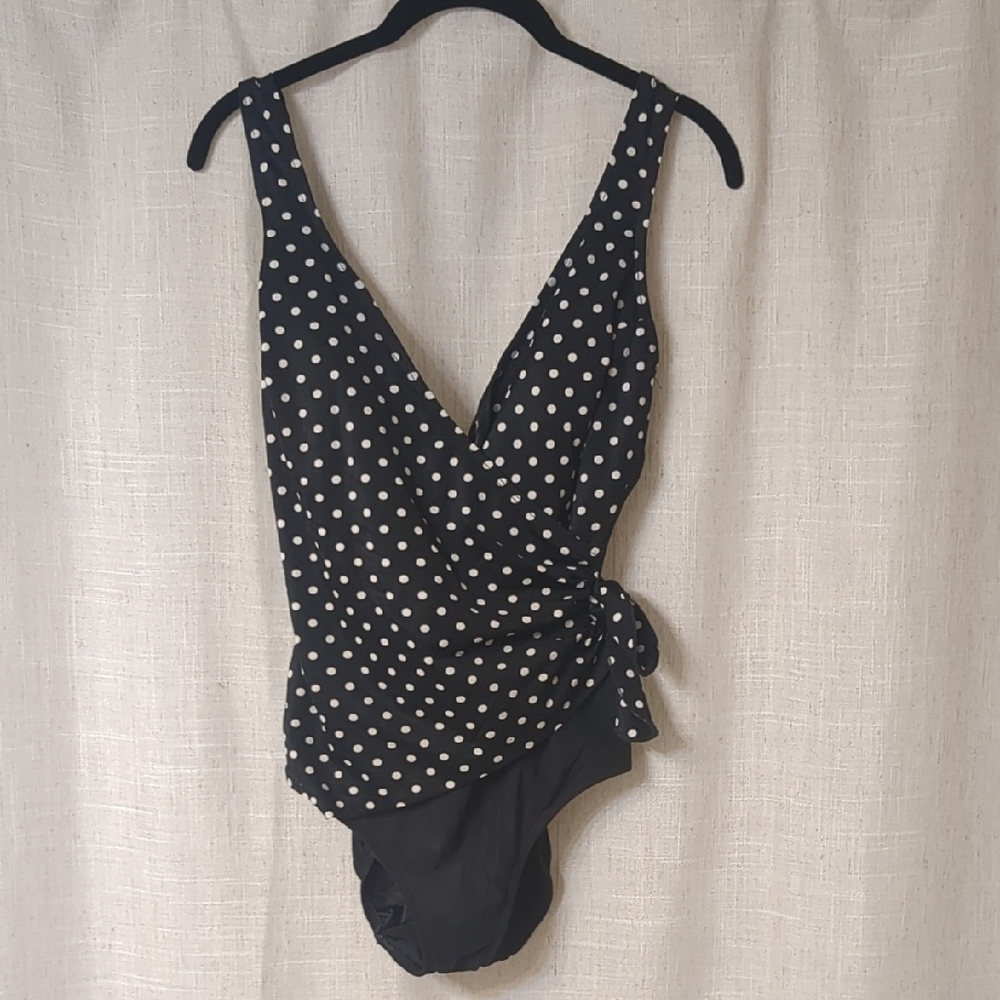 Longitude Black & White Polka Dot One Piece Swimsuit
